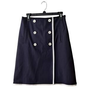 Talbots Women's Indigo Blue & White Double Weave Faux Wrap Skirts -Size 2 (NWOT)